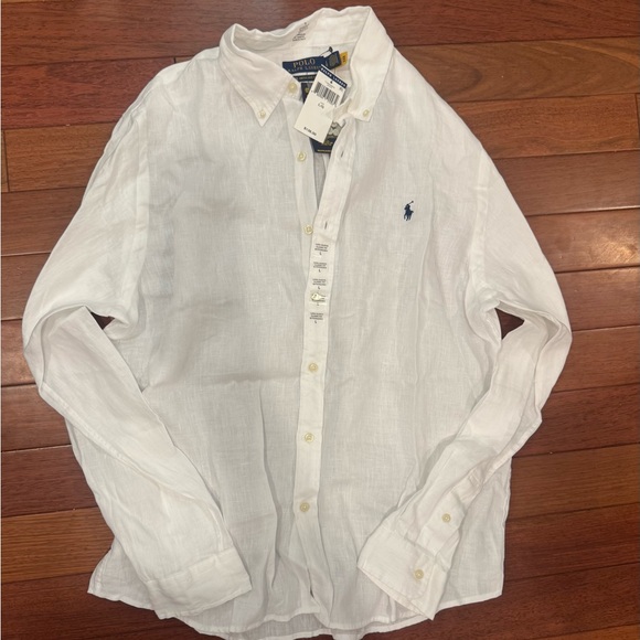 Ralph Lauren white linen Button-Up Shirt - Picture 1 of 2
